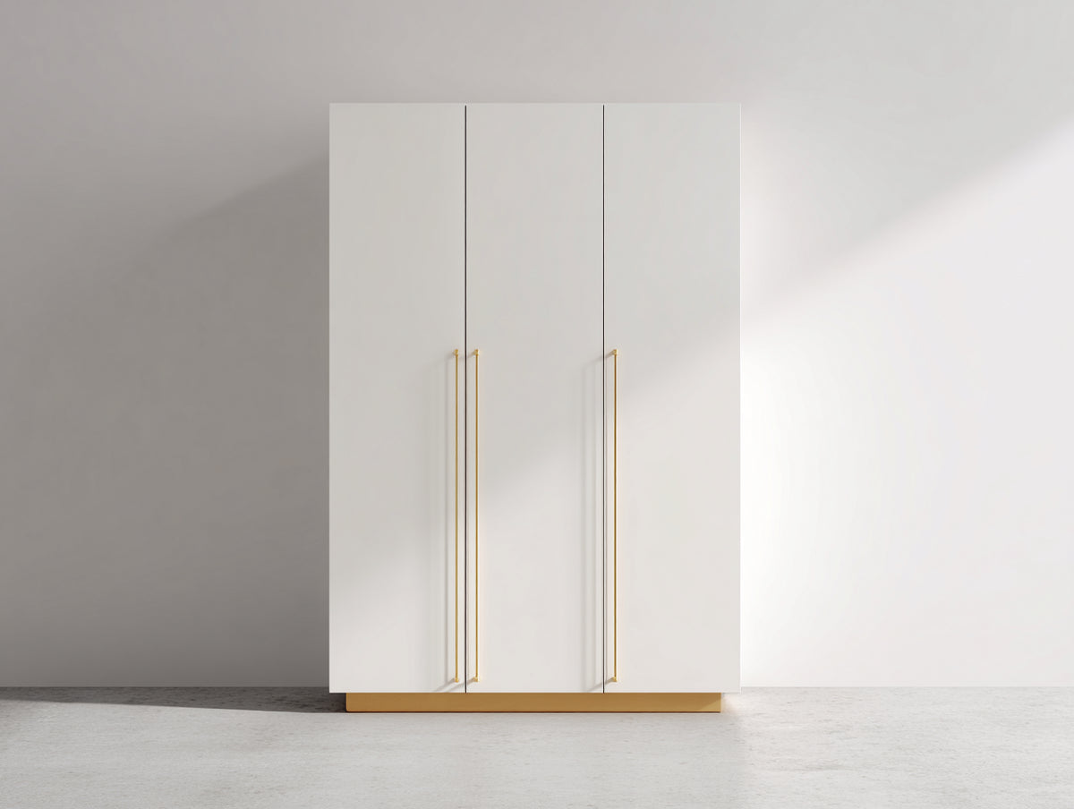 Armarios de 3 puertas 120 x 50 x 180 cm - blanco - diseño moderno con tiradores dorados