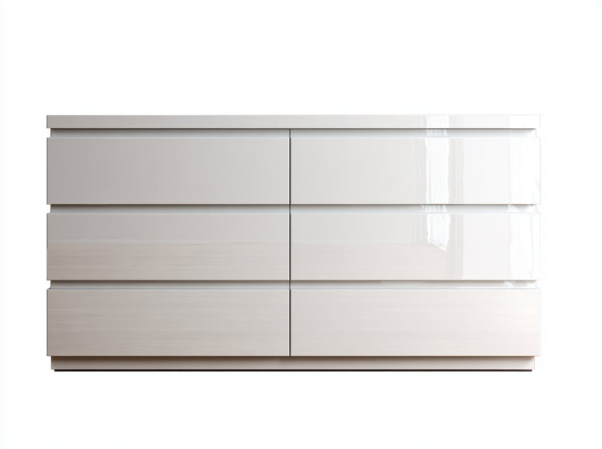 Cómodas de 6 cajones 150 x 45 x 85 cm - blanco - diseño moderno con frentes lisos sin tiradores