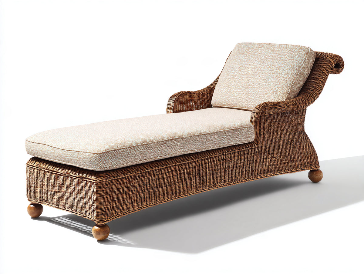 Tumbonas de ratán 195 x 78 x 88 cm - marrón y beige - diseño clásico con respaldo elevado