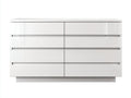 Cómodas de 8 cajones 135 x 45 x 82 cm - blanco - diseño moderno sin tiradores