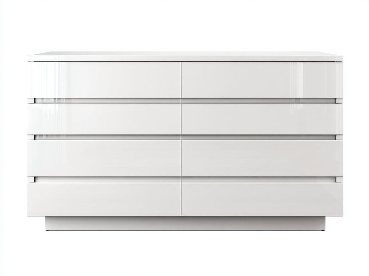 Cómodas de 8 cajones 135 x 45 x 82 cm - blanco - diseño moderno sin tiradores