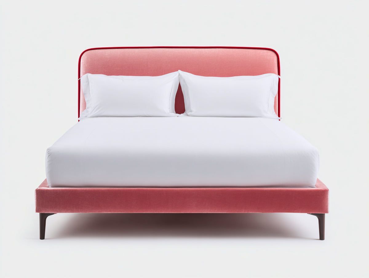 Camas dobles tapizadas 210x170x115 cm - Rosa - Cabecero curvo y diseño moderno