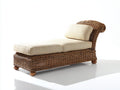 Tumbonas de ratán 190 x 75 x 95 cm - marrón y beige - diseño curvo con superficie acolchada