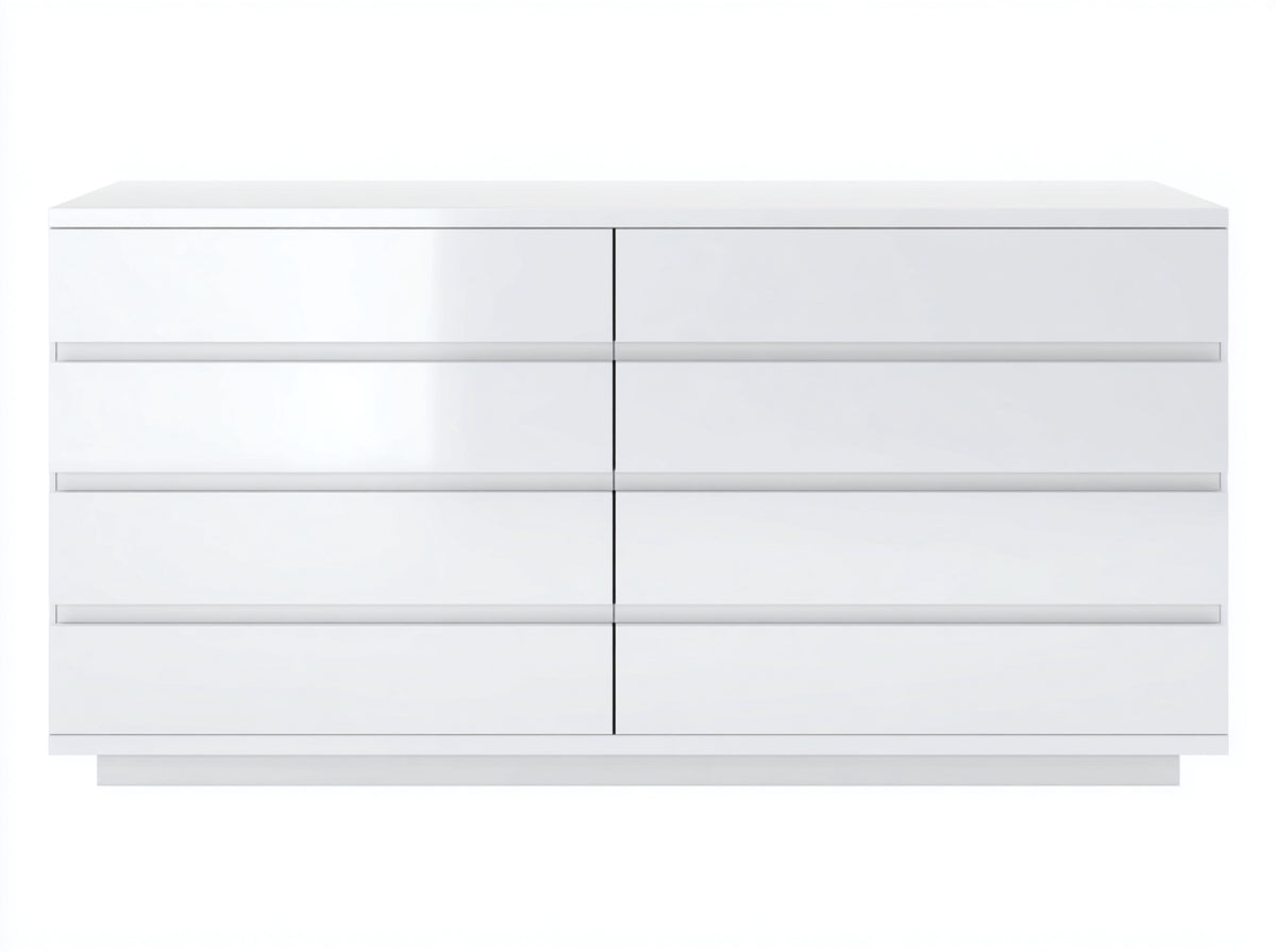 Cómodas de 8 cajones 160 x 45 x 90 cm - blanco - diseño moderno con tiradores integrados