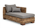 Tumbonas de ratán 190 x 90 x 82 cm - marrón y gris - diseño amplio con respaldo lateral