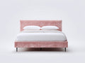 Camas dobles tapizadas 205 x 160 x 110 cm - rosa - diseño moderno con cabecero acolchado