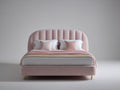 Camas dobles tapizadas 210 x 170 x 118 cm - rosa - diseño moderno con cabecero acanalado curvo