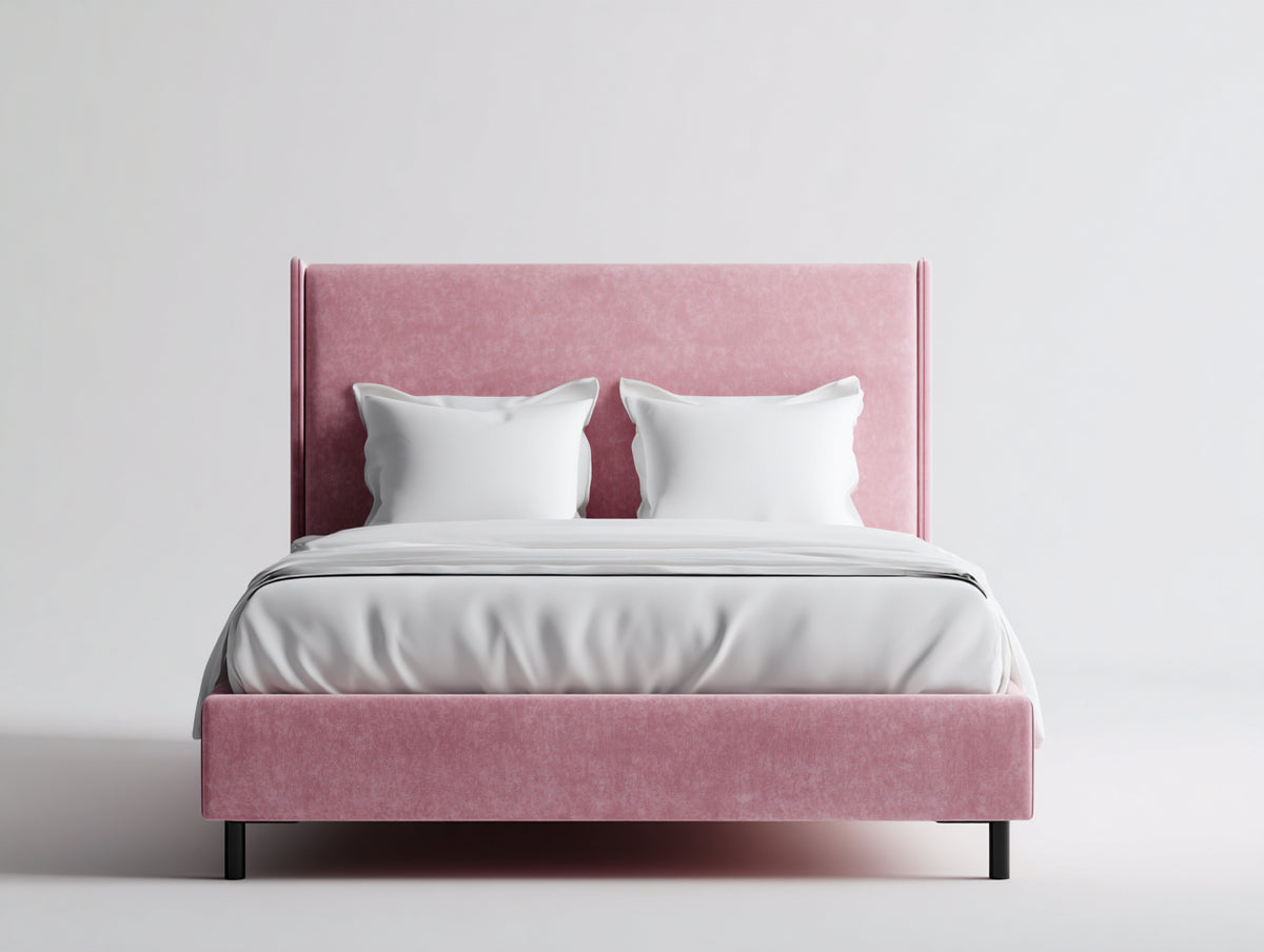 Camas dobles tapizadas 210x170x120 cm - Rosa - Cabecero alto y diseño moderno
