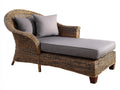 Tumbonas de ratán 175x80x90 cm - Marrón y gris - Acolchada con respaldo curvo y reposabrazos