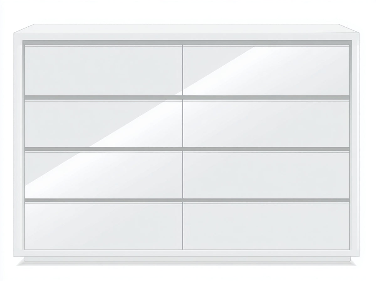 Cómodas de 8 cajones 140x45x120 cm - blanco - frentes brillantes y diseño moderno